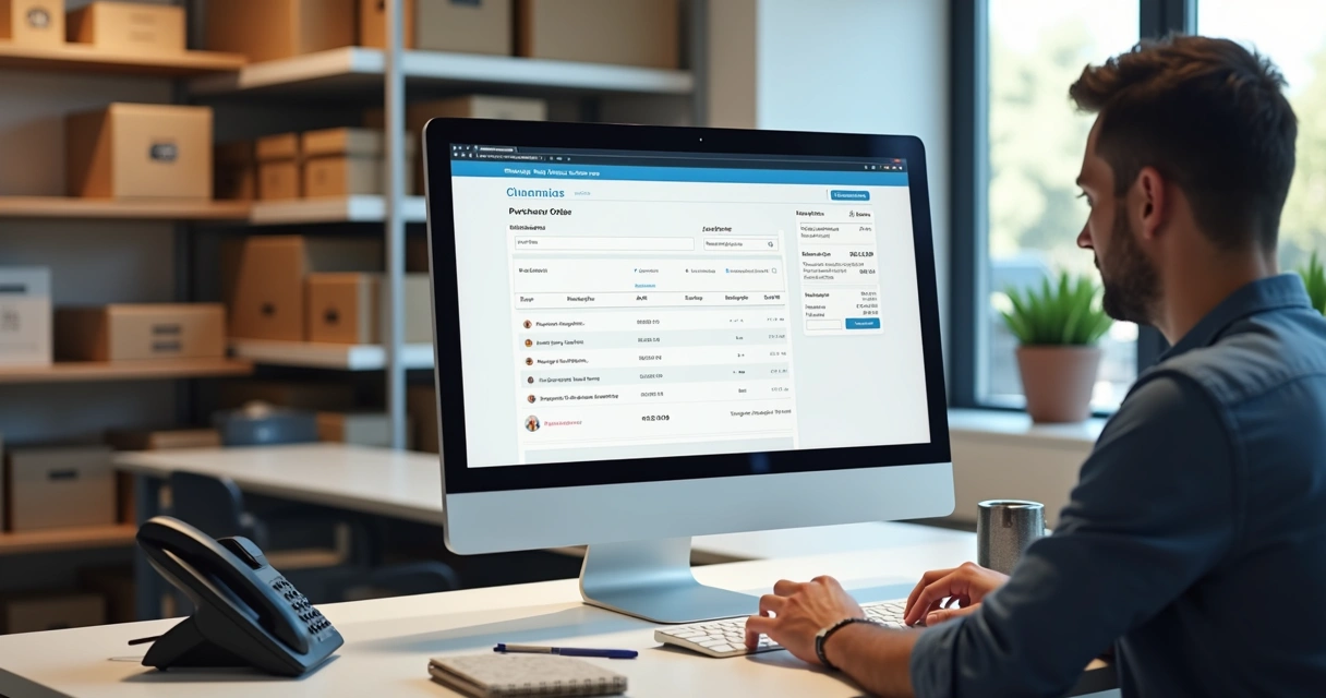 Franqueado preenchendo pedido em computador