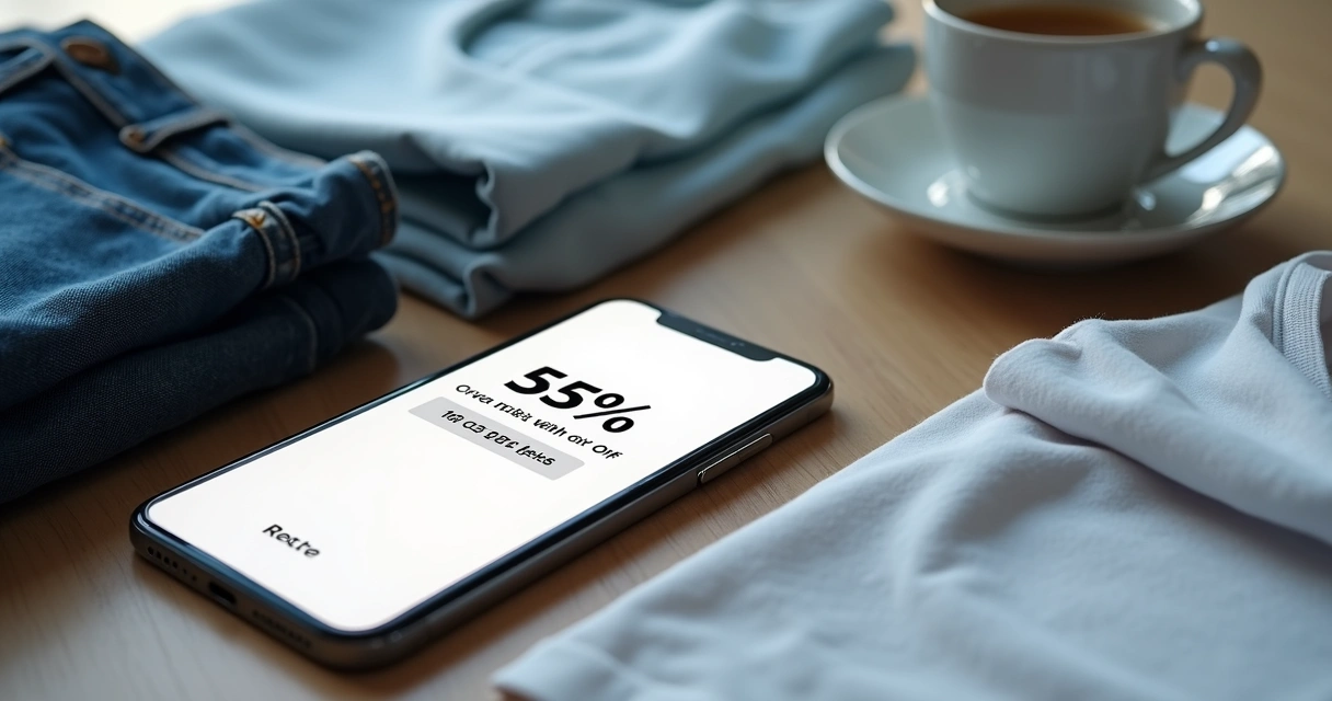 Celular recebendo SMS promocional de e-commerce de moda 