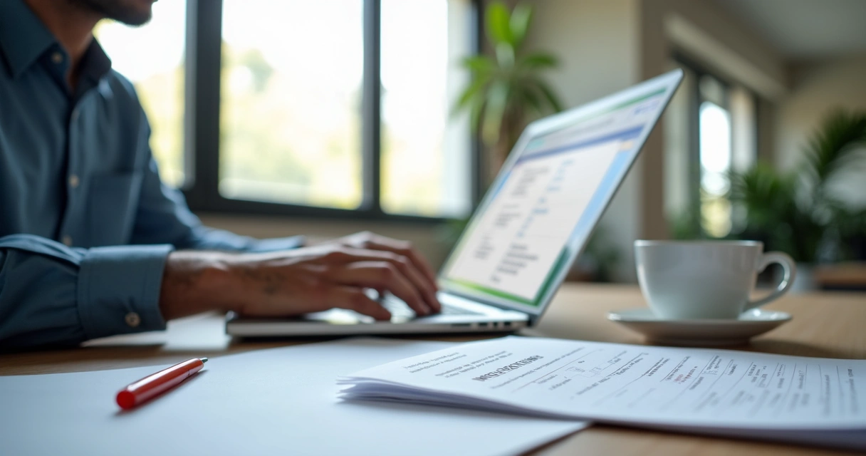 Empreendedor digitando dados para cadastro de MEI no computador 