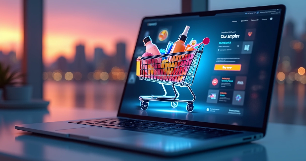 Carrinho de compras digital em loja virtual