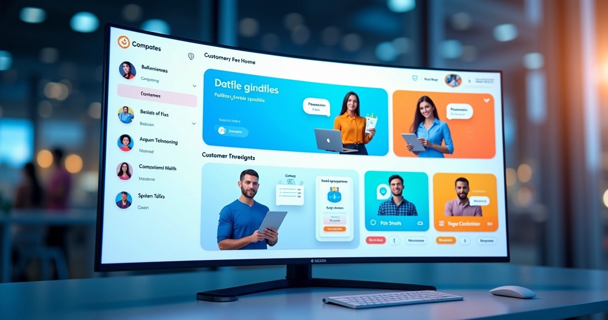 Simulação de loja virtual com ícones de clientes diferentes 