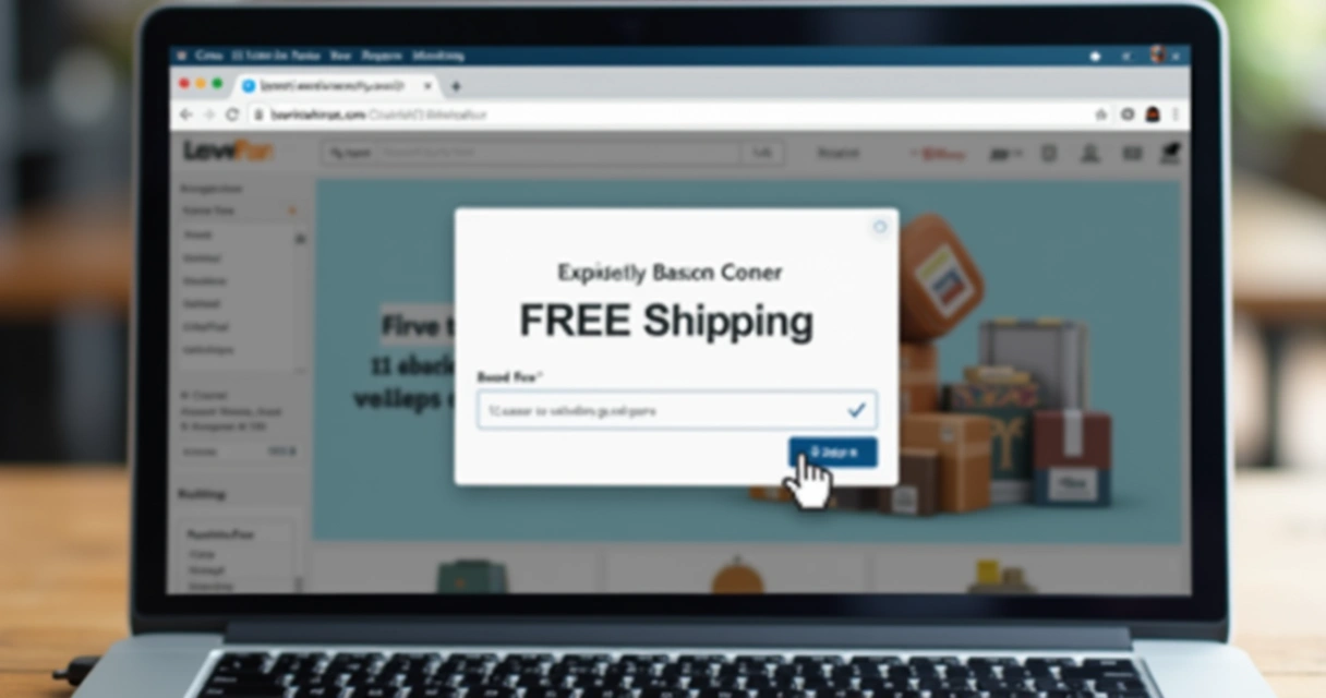Pop-up de saída em tela de loja online com oferta de frete grátis