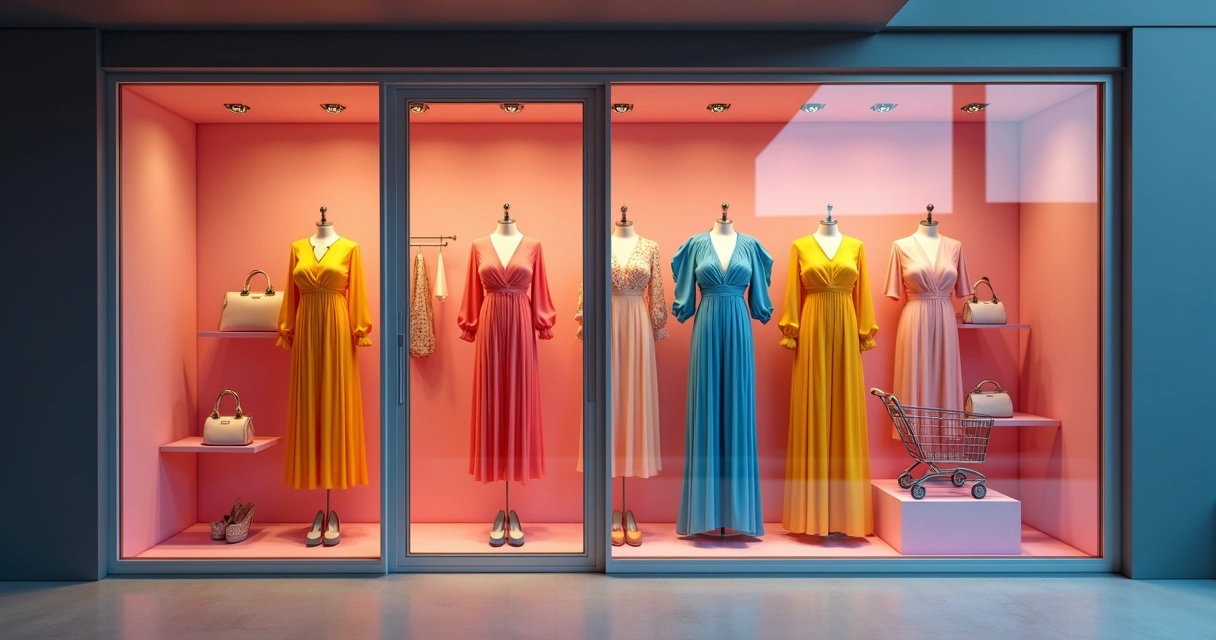 Loja virtual feminina com roupas expostas