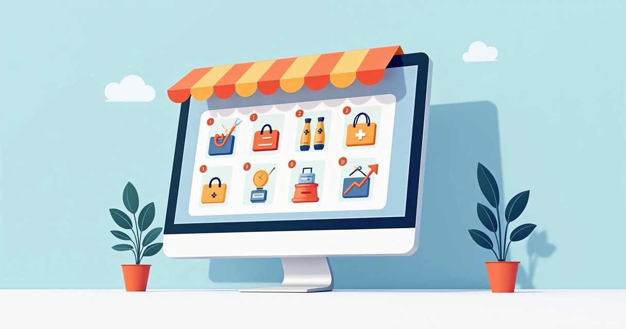 Página de vitrine de loja virtual com produtos exibidos e menu lateral 