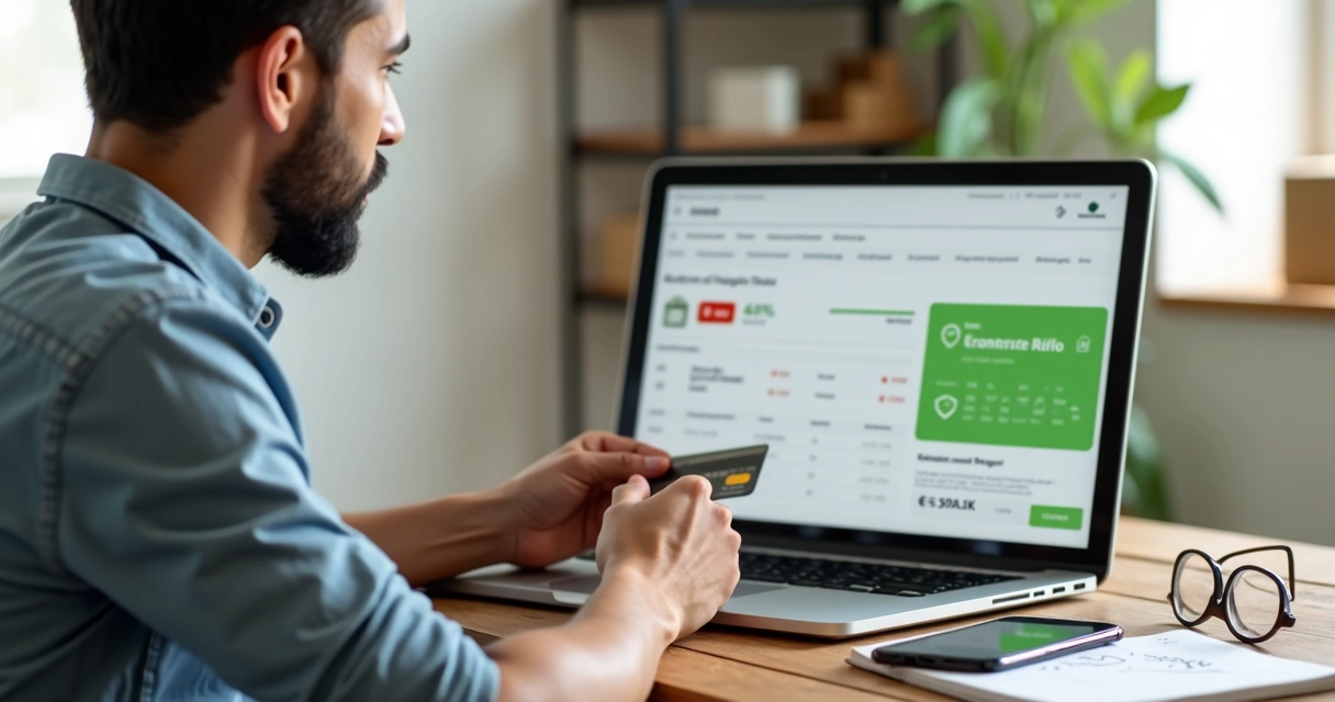 Lojista analisando cobrança indevida da loja virtual no notebook 