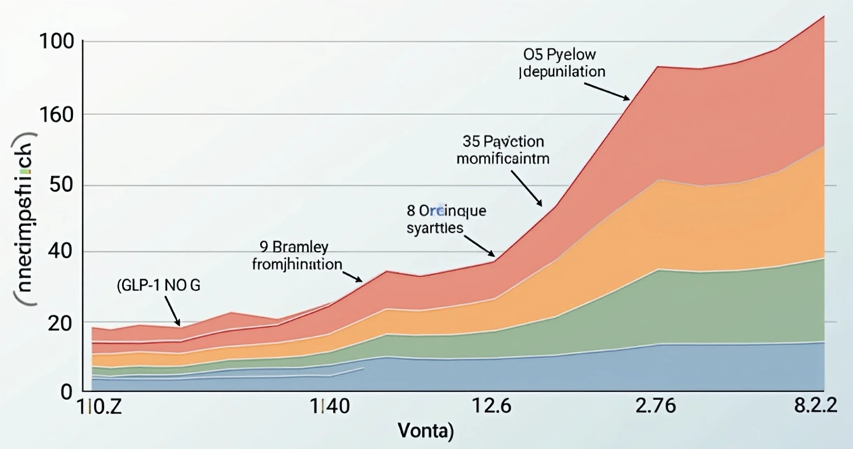 Line graph showing weight loss with GLP-1 therapy over 2 years