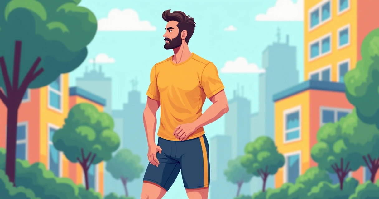 Homem usando bermuda de compressão com camiseta casual em ambiente urbano