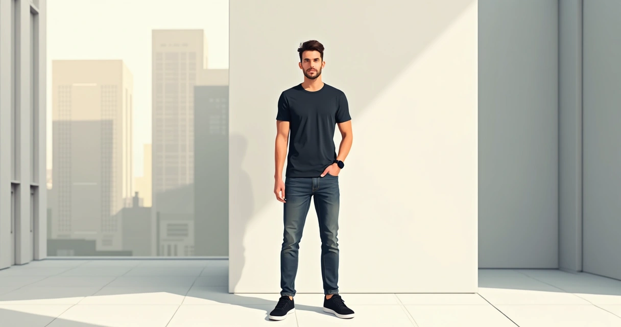 Look masculino preto com camiseta básica e acessórios modernos