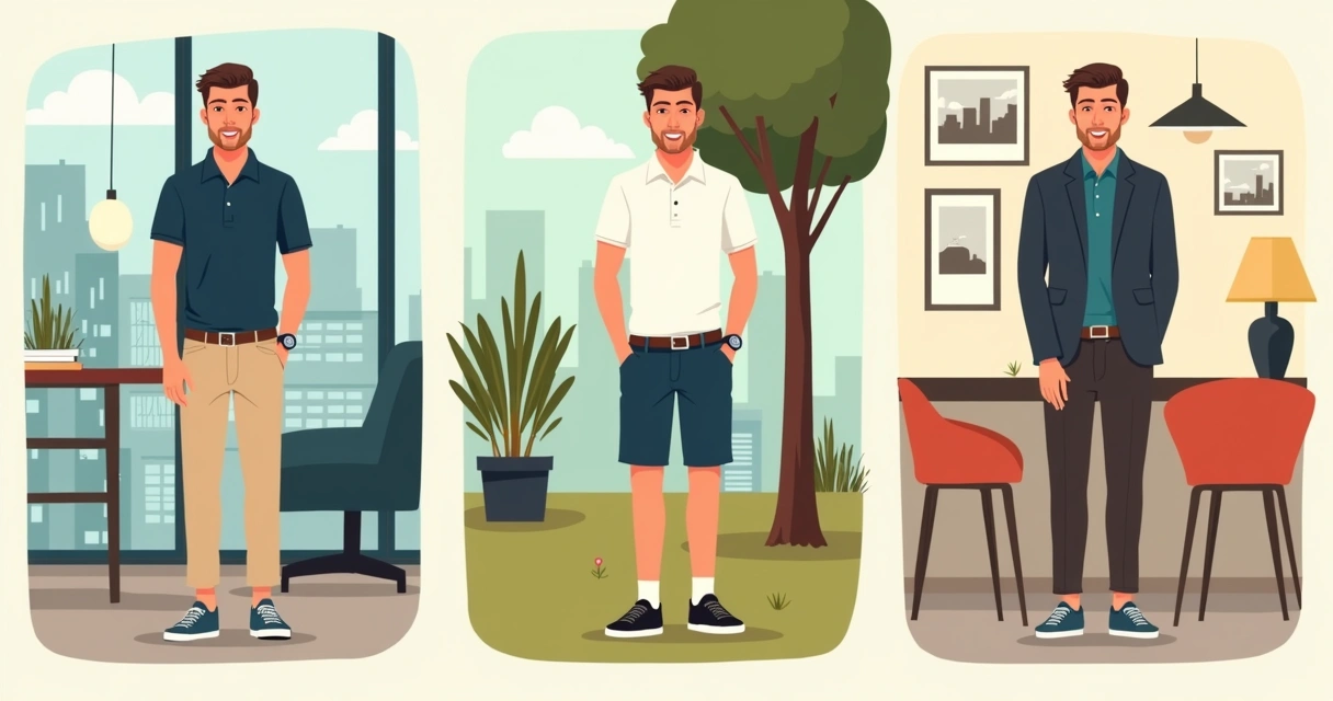 Homem usando combinações de camiseta polo masculina para trabalho, lazer e evento informal