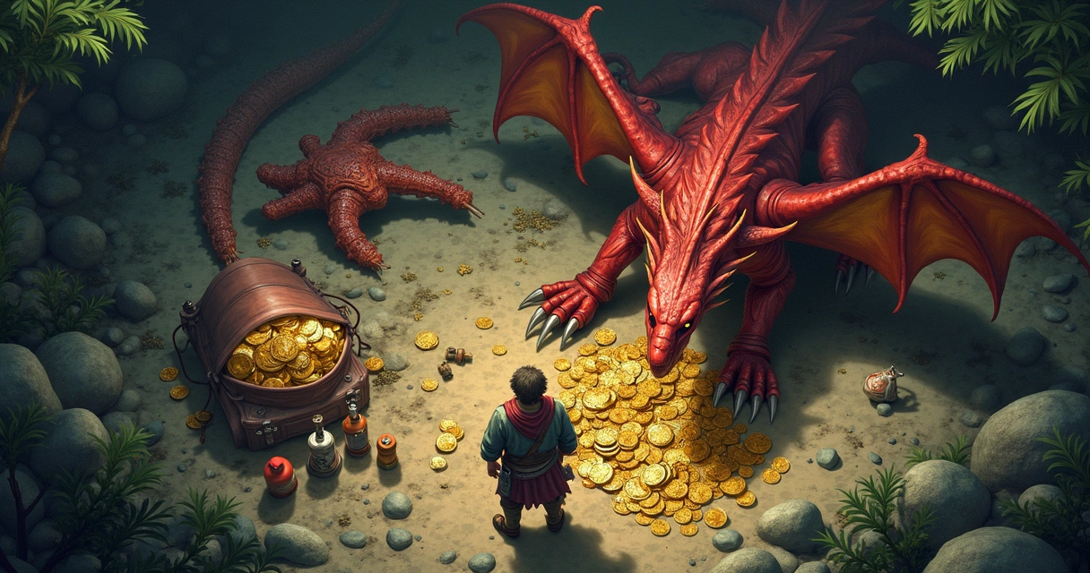 Jogador abrindo loot de wyvern 