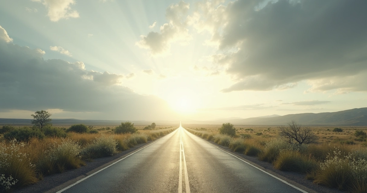 Fork in the road with one bright, one dull side 