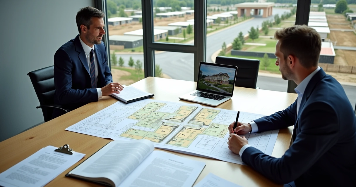 Advogado analisando projeto de loteamento para transformação em condomínio 