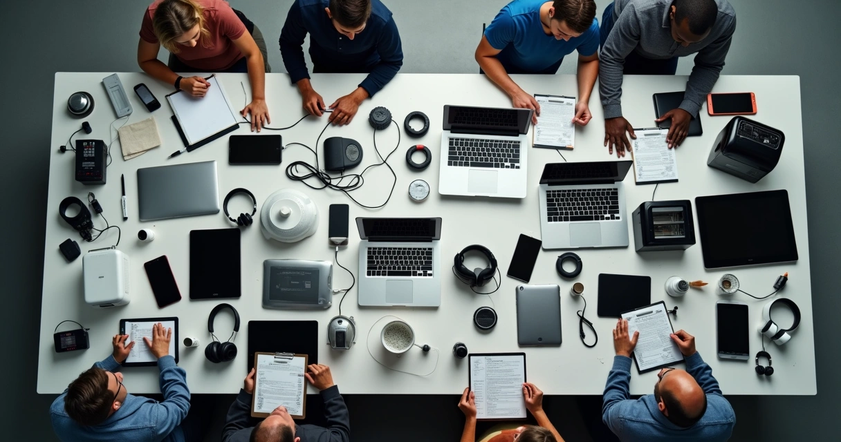 Lotes de eletrônicos variados prontos para leilão 