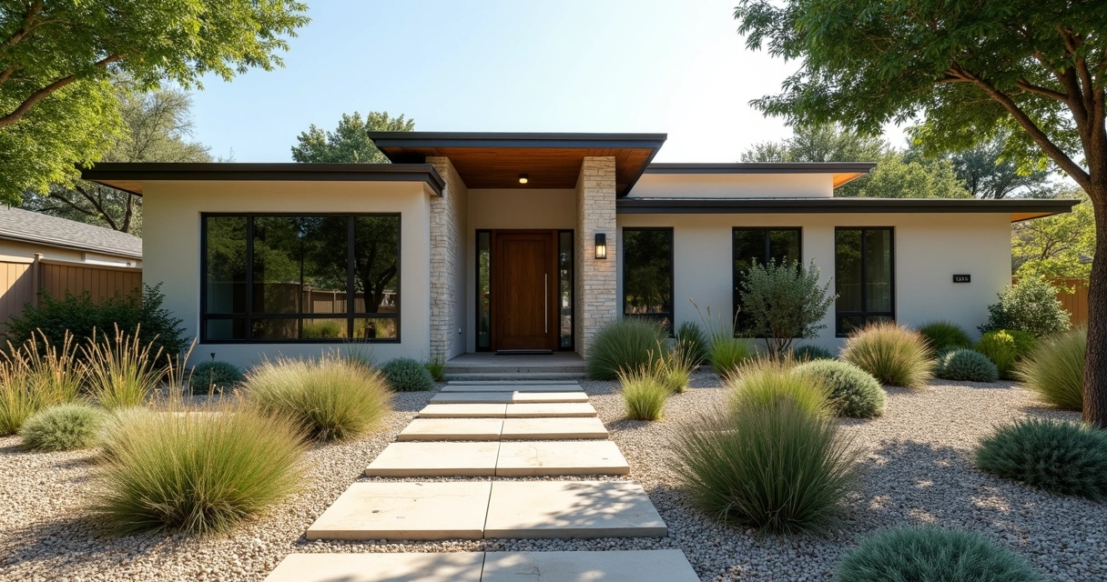 Texas yard with native drought-tolerant plants 