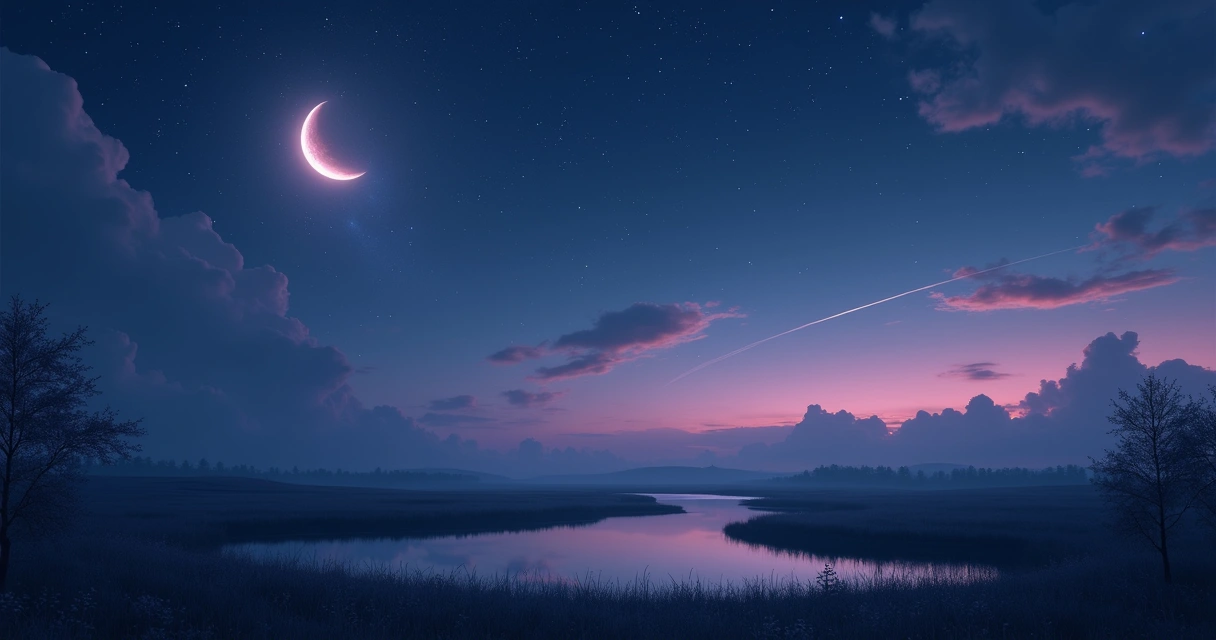 Lua e planetas brilhando no céu noturno 
