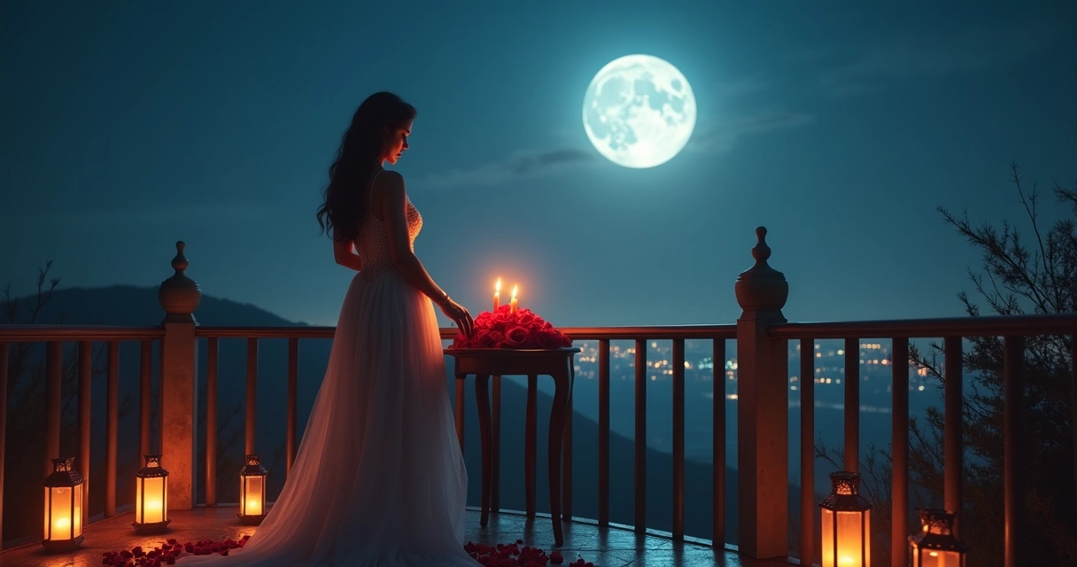 Pessoa preparando ritual de amor à luz da Lua cheia 