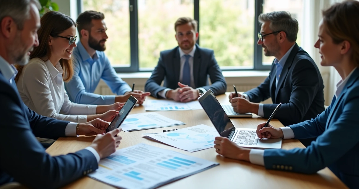 Reunião de sócios discutindo distribuição de dividendos