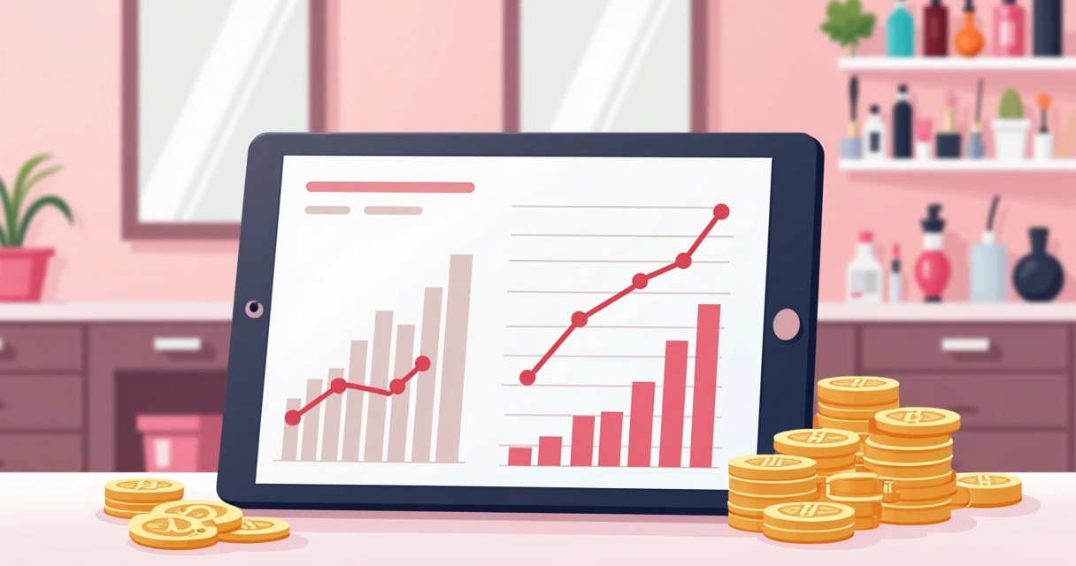 Gráfico de lucro e despesas em salão de depilação
