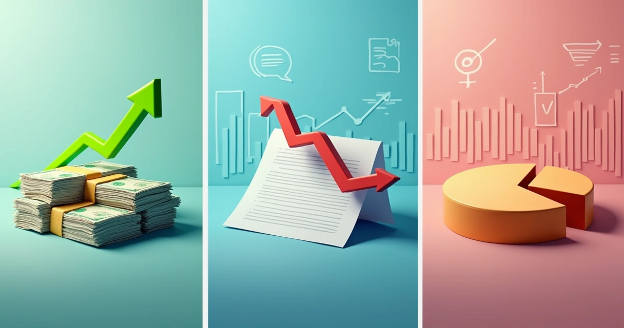 Ilustrações de lucro, prejuízo e margens 