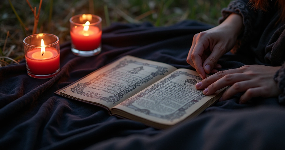 Tarot cards under a lunar eclipse sky 