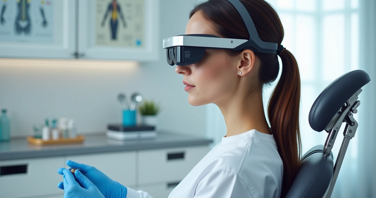 Cirurgião usando lupa médica ergonômica durante procedimento clínico 