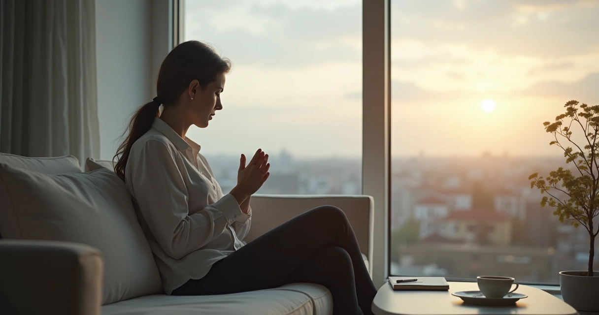 Pessoa sentada perto de janela com luz suave simbolizando luto invisível e superação 