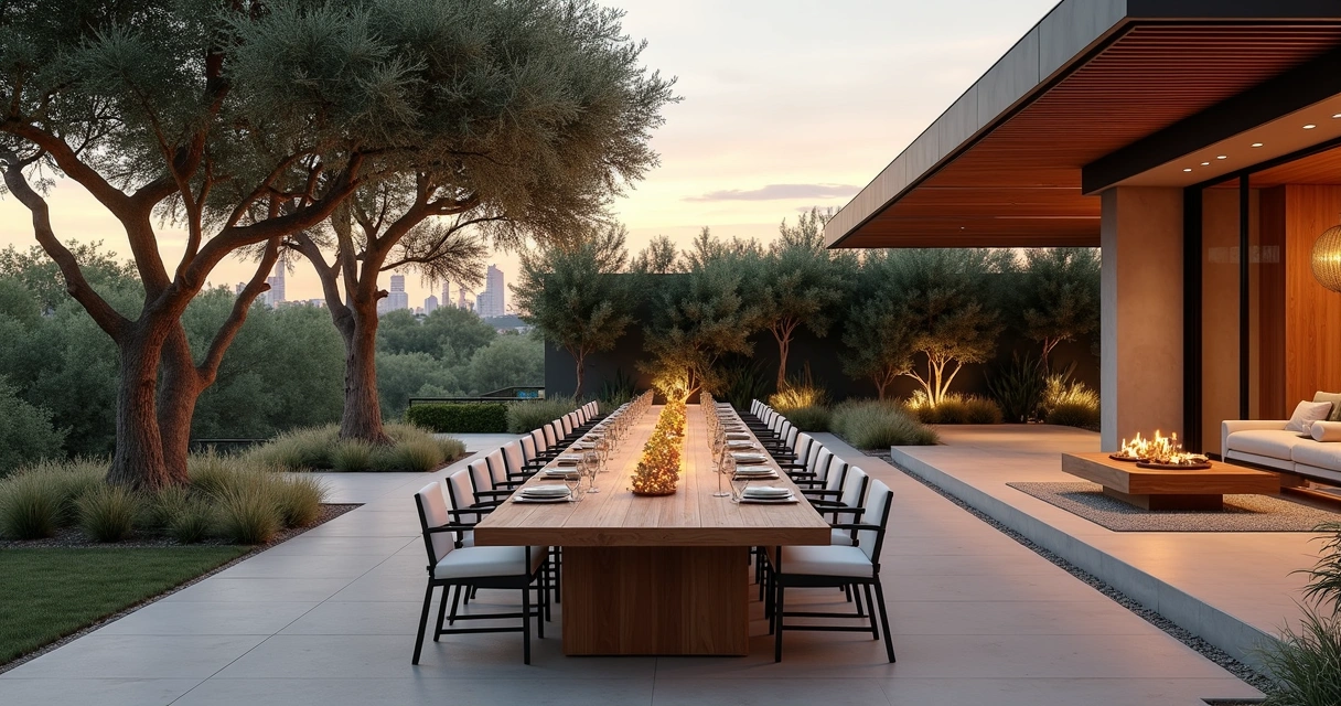 Luxury outdoor dining setup with weatherproof furniture in Austin 