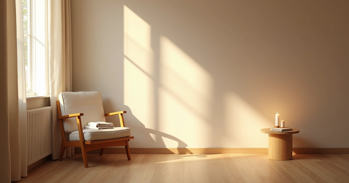 Sala com luz suave preparada para meditação 