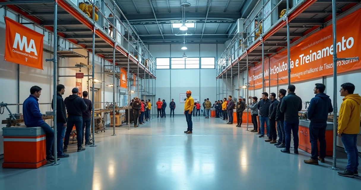 Centro de treinamento da MA Consultoria com simulação de trabalho em altura 