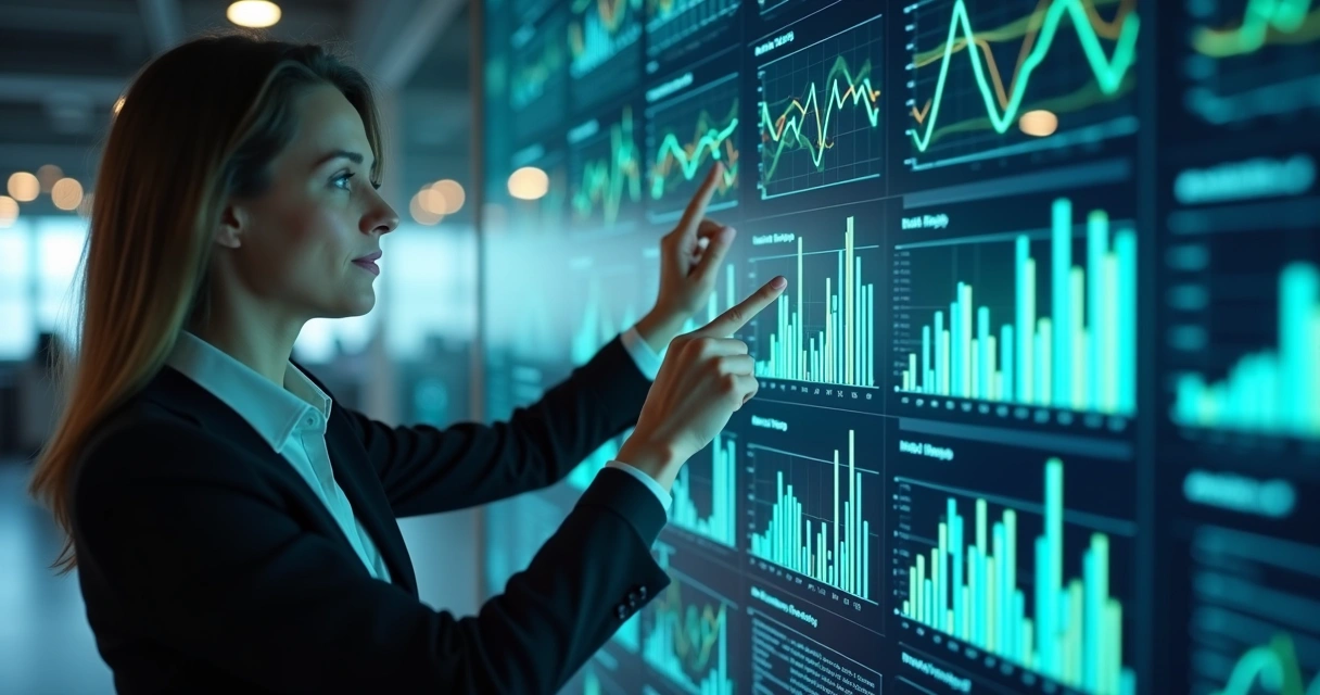 Gráfico digital analisando dados de estoque 