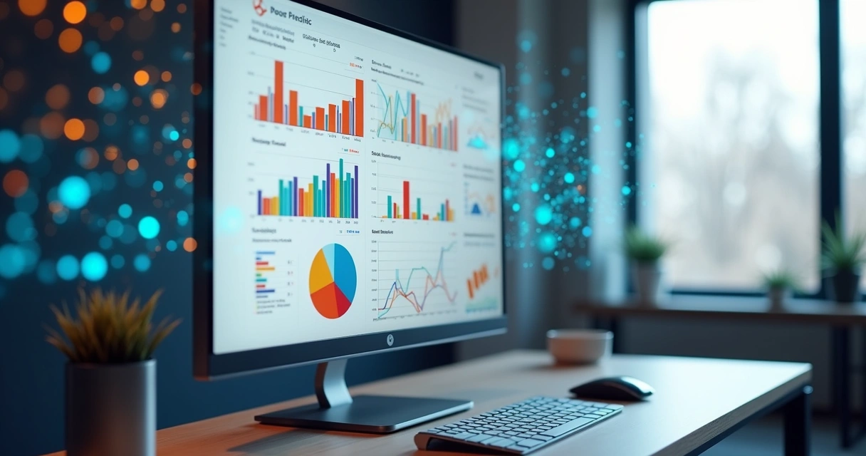 Tela de computador mostrando análise de dados de redes sociais com gráficos e alertas de riscos de marca 