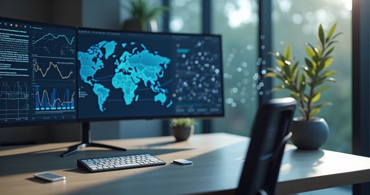 Sensor inteligente analisando dados em estação de trabalho moderna 