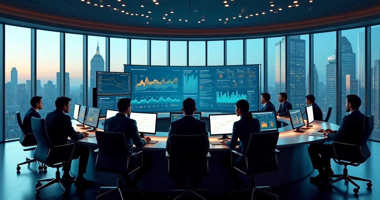 Painel corporativo com machine learning otimizando operações, finanças e vendas 