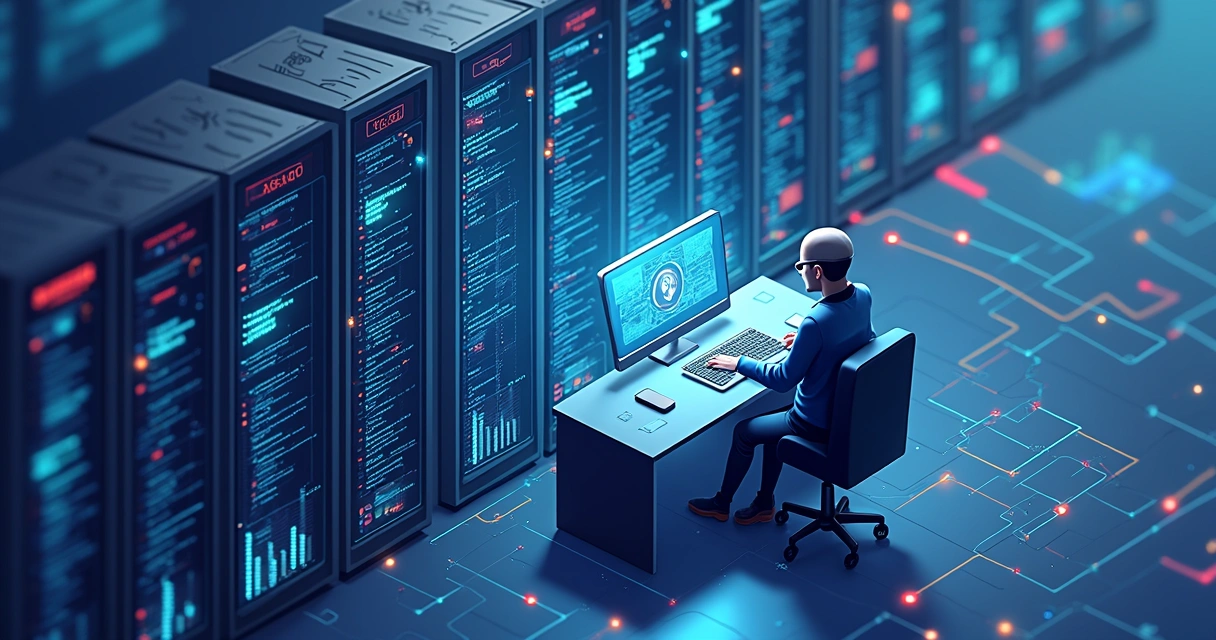 Representação visual de machine learning analisando padrões de dados empresariais 