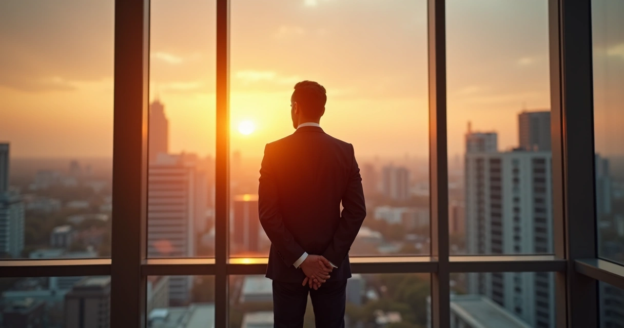 Profesional reflexionando frente a una ventana sobre una decisión ética en el trabajo