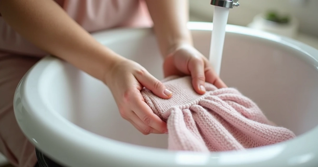 Mãe lavando roupa infantil à mão