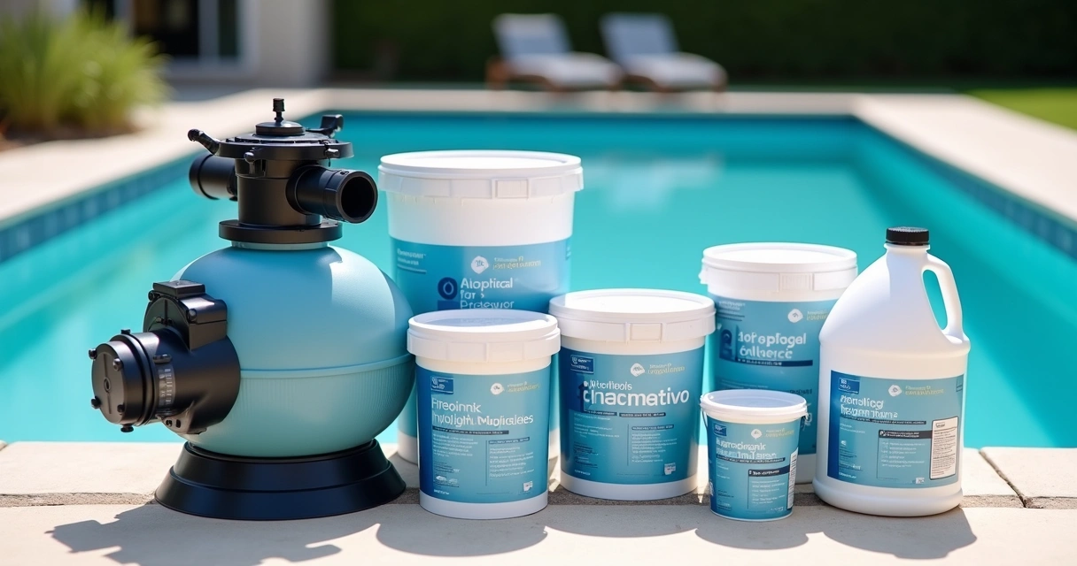 Magnesium pool conversion kit including chlorinator, pool filter, and magnesium mineral buckets. 