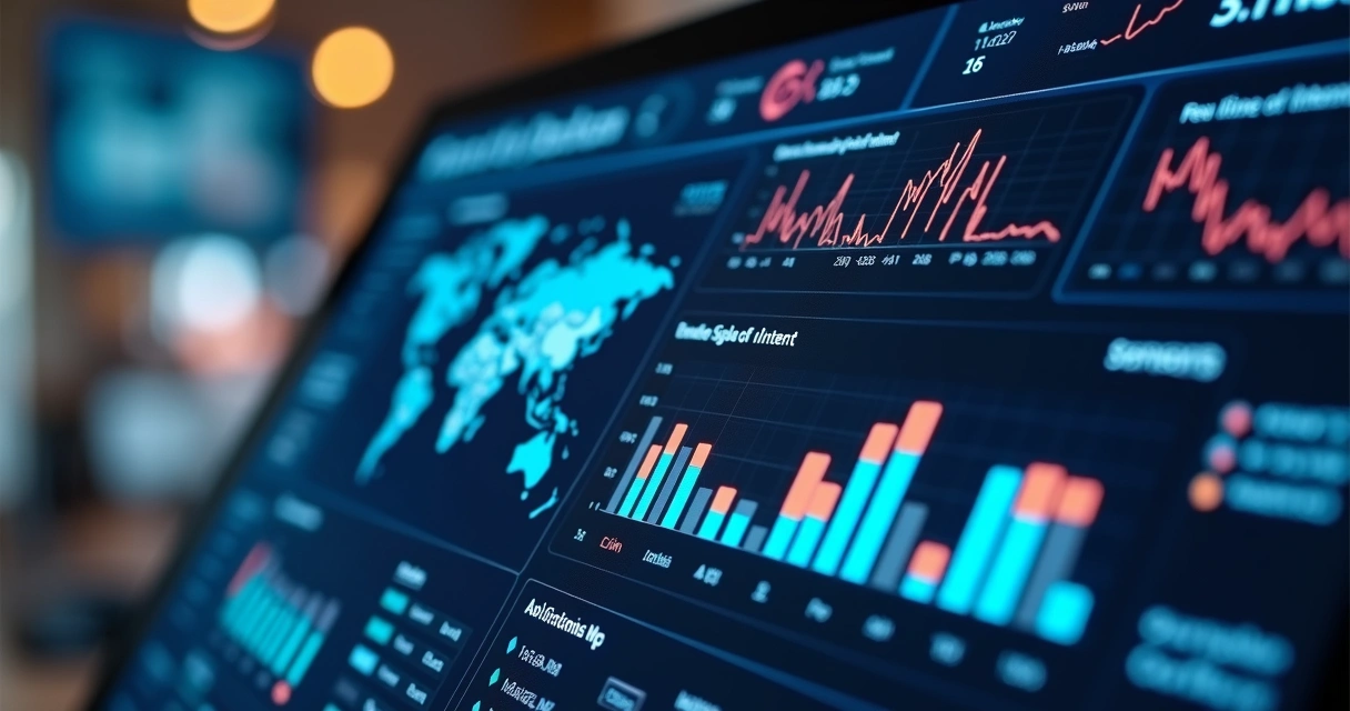 Painel digital ilustrando mailing inteligente com dados e sugestões para vendas B2B 