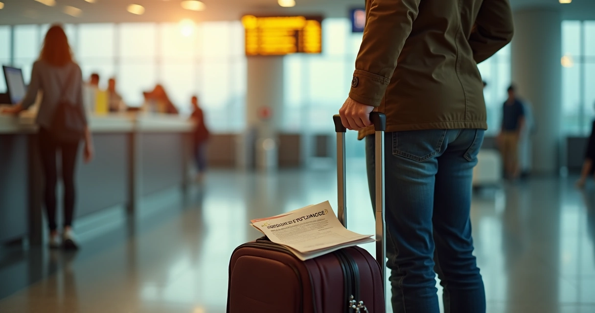Seguro Viagem: Tudo Que Você Precisa Saber Para Viajar Tranquilo 2 Pessoa segurando mala de viagem em aeroporto