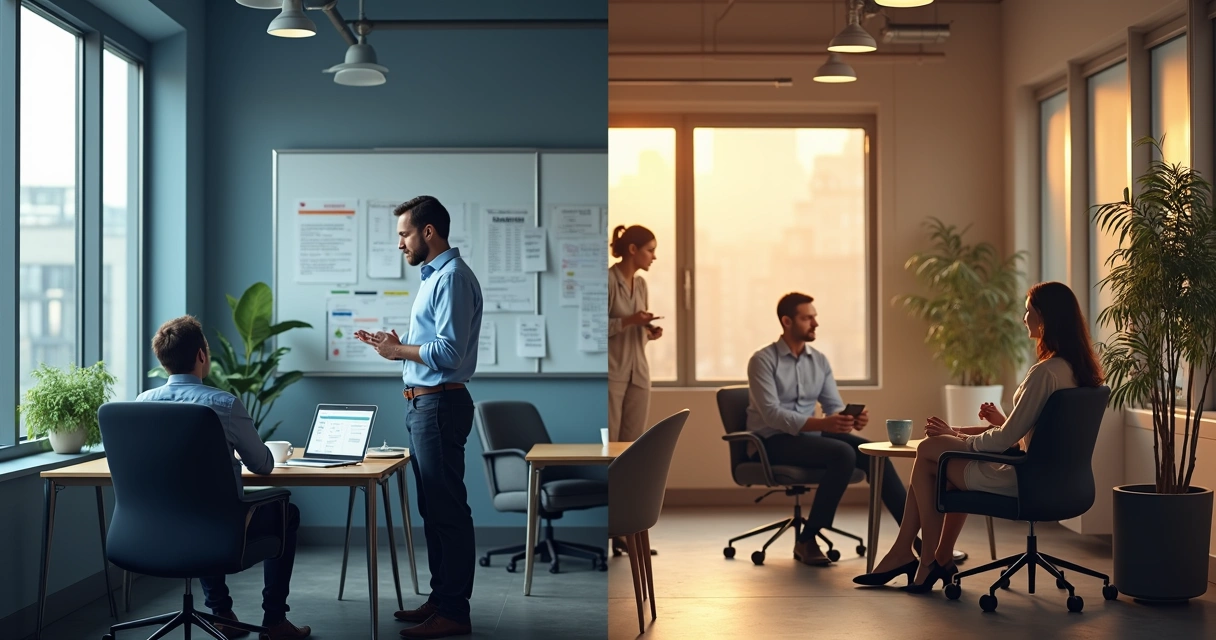 Manager and mentor in separate workplace conversations