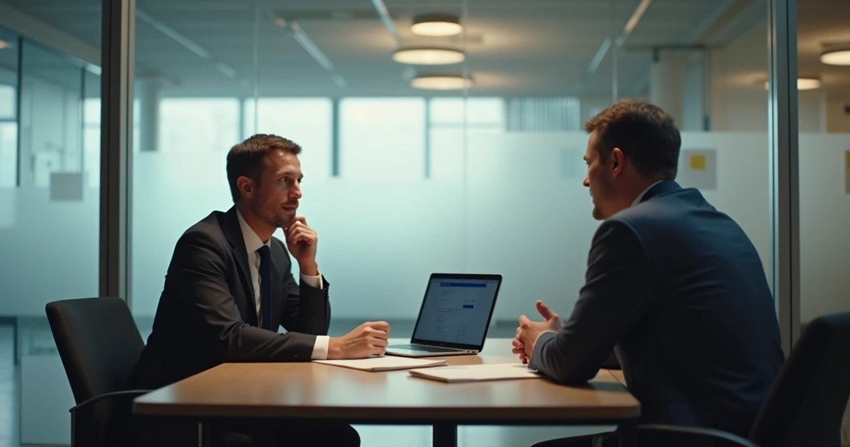 Manager speaking with an employee during a formal appraisal 