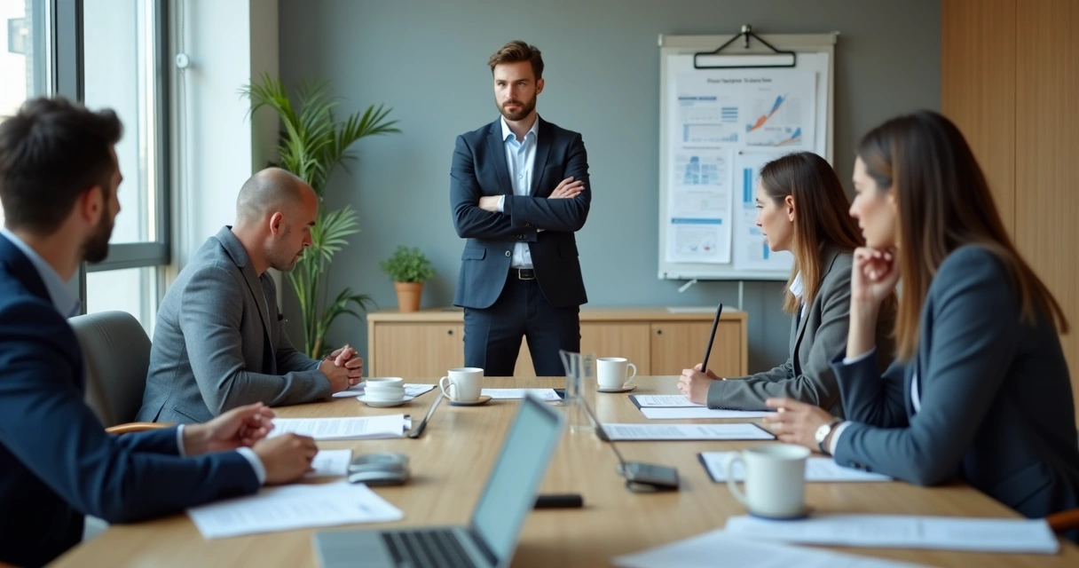 Team meeting with one person dominating discussion and others holding back