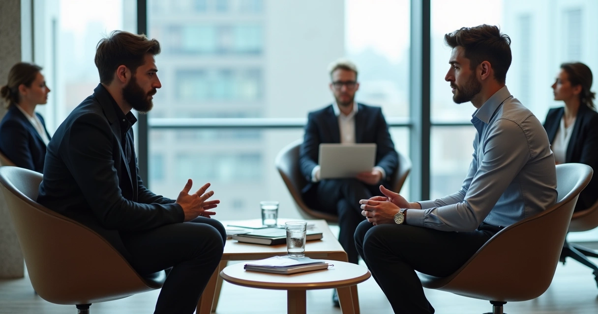 Manager listening attentively to resistant team member during workshop 