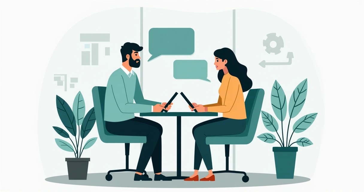 Manager having a check-in meeting with an employee 