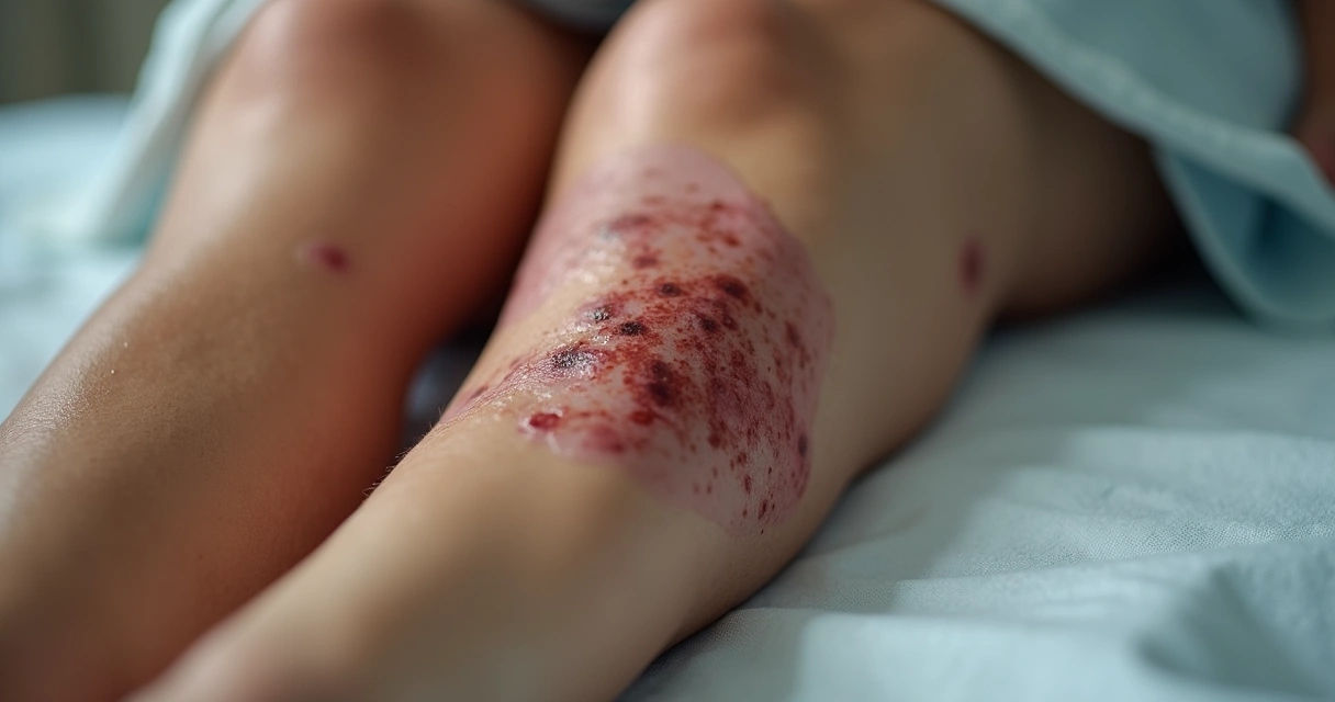 Manchas amarronzadas e arroxeadas em pernas com veias dilatadas 