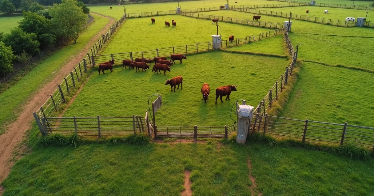 Divisão de pasto em piquetes para manejo rotacionado de gado 