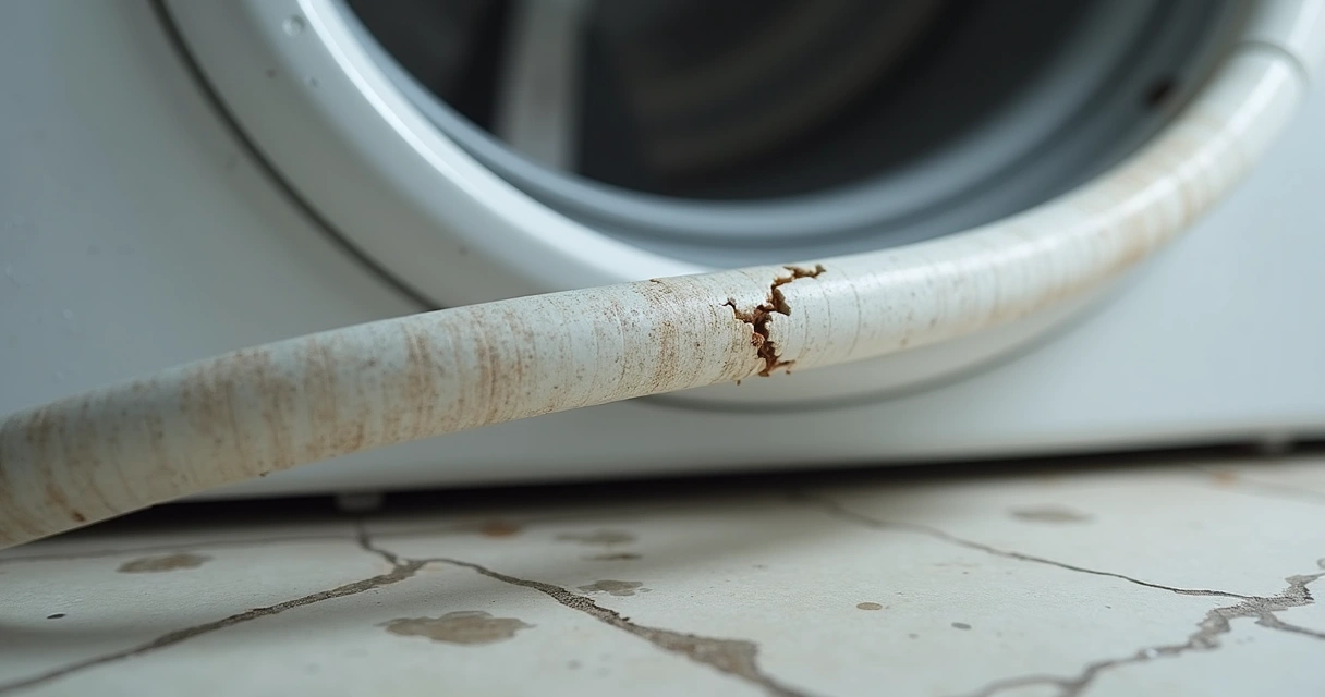 Mangueira de máquina de lavar com rachadura evidente 