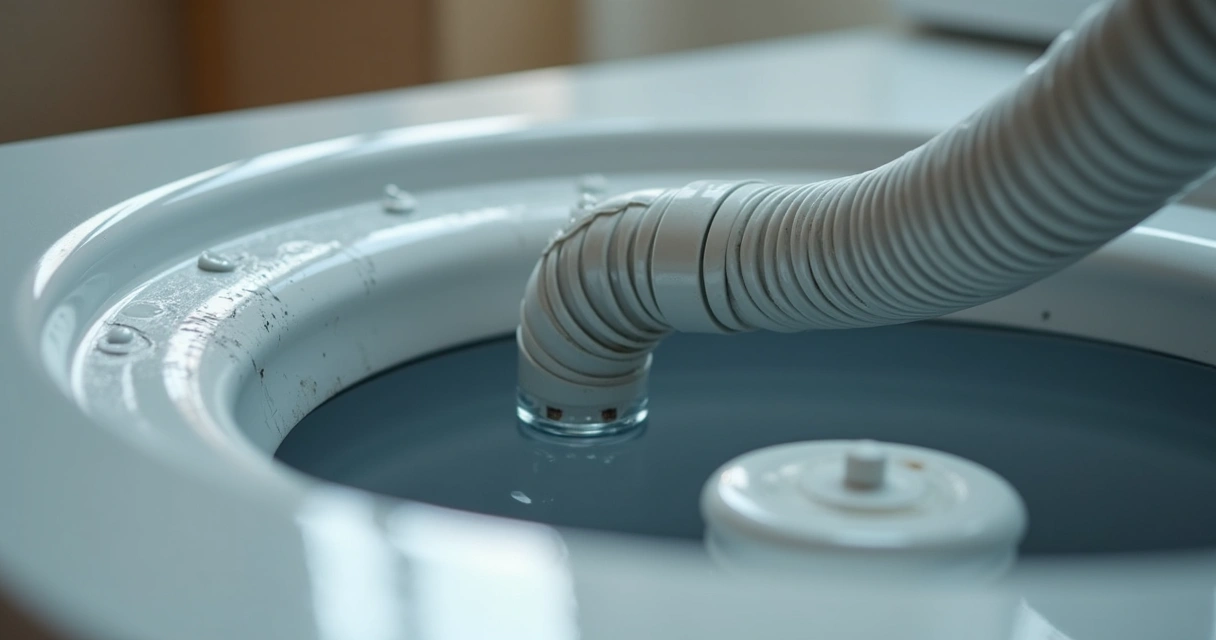 Mangueira de lavadora com rachaduras visíveis perto da conexão 