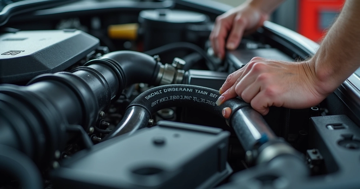 Mangueira nova instalada no motor do carro 