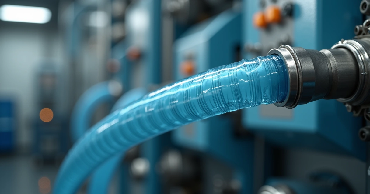 Mangueira de nylon conectada em máquina industrial 